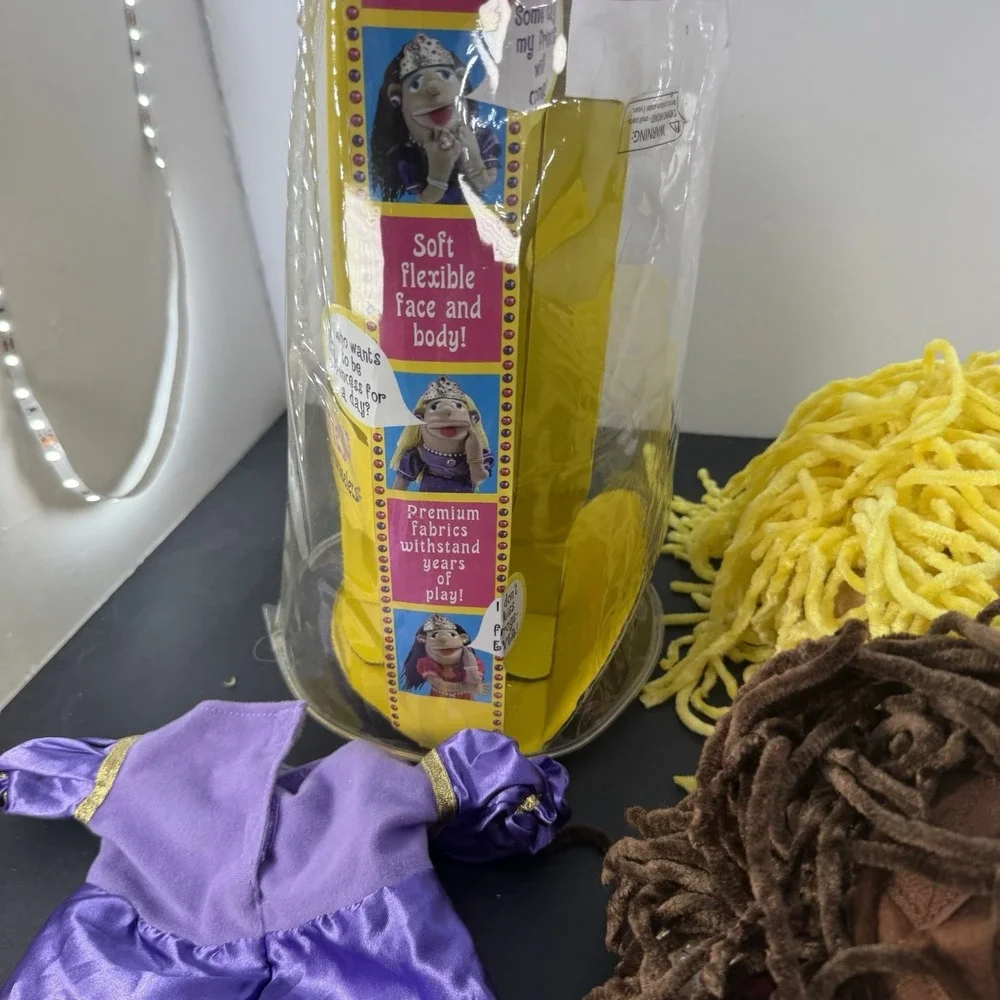 Melissa & Doug Make Your Own Princess Puppet Dress Up Wigs Jewelry Clothes Case